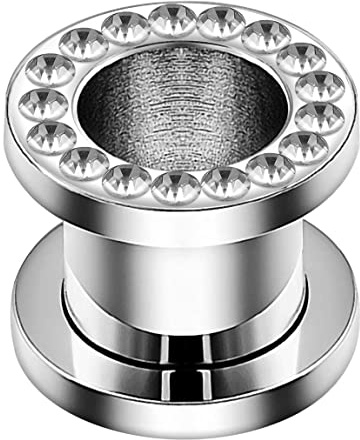 AZARIO LONDON Multi Clear Crystal Stone Inlay 316L Chirurgenstahl Flesh Tunnel Ohr Piercing, 5mm - 1 Pair, Kristall-Edelstein, Kein Edelstein