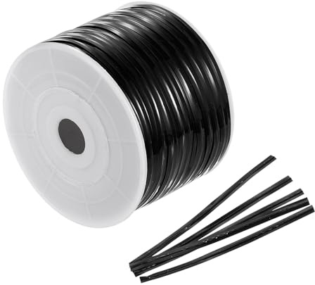 sourcing map 100 Yards Metallic Twist Ties, Bread Bag Twist Ties for Packaging Cake Candy Coffee Treat Bags Wedding Party Plant Art Crafts, Black
