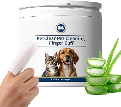 Pflegetücher für Hunde Finger-Pads für Hunde & Katze, Einweg-Reinigungsfingerlinge für Ohren, Kinn & Augen, Zahn Reinigungstücher zur Pflege & Hygiene 50Stück Waschhandschuh Hund