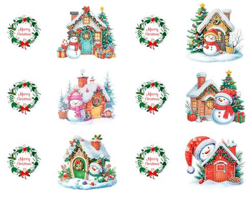 -Weihnachtskarten, Weihnachtsgrußkarten - 6X Basteln Sie Strass-Malerei-Saisonkarten mit Umschlägen - Weihnachtliche Strass-Kunst-Malkarten zum Basteln im Urlaub