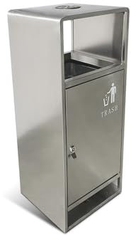 Shihan-2015 Poubelle Poubelle intérieure/extérieure de 40l, Poubelle carrée argentée en métal avec Ouverture latérale, Poubelle Commerciale Domestique Moderne Extérieur