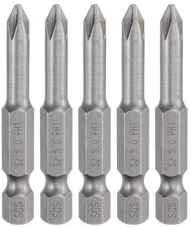 QUARKZMAN 5Pz #1 Punte Cacciavite Phillips PH1 1/4 Gambo Esagonale 2 (50mm) Lungo Acciaio S2 Magnetiche Inserti per Avvitatore per Cacciavite Elettrico Punte Trapano 0.197 (5mm) Asta