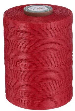 QUARKZMAN Filato Di Poliesere Cerato Piatto Per Cucitura In Pelle Rosso | 780m / 853 Iarde Filo Di Poliestere Cerato, Cordone Di Cucitura Cerato 0.8mm, Per Artigianato In Pelle
