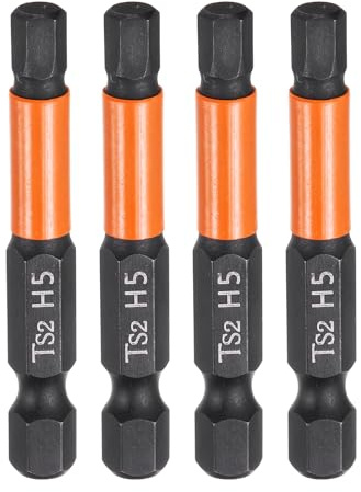 sourcing map 4pcs H5 Hex Head Drill Bit Wrench 5mm Metric Flat Tip 1/4 Hex Shank 50mm (2) Long Magnetic Black Phosphate Hexagonal Screw Driver Socket Industrial Screwdriver Power Bits