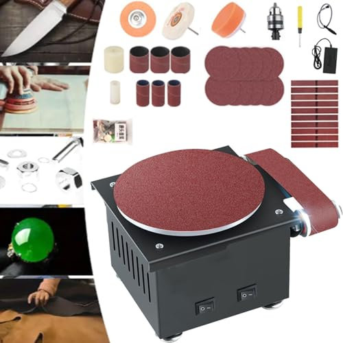 Lijadora de banda eléctrica para pulir y afilar, mini lijadora de disco de banda, 100 W, 8500 RPM, amoladora de banco, lijadora de husillo pequeño para madera, metal, piedra, pulido de bricolaje