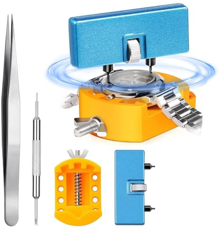Einaus Uhrenwerkzeuge Batteriewechsel Set, Uhr Batteriewechsel Werkzeug Gehäuseöffner Uhrenwerkzeug Halterung Pinzette Uhrmacher Reparatur