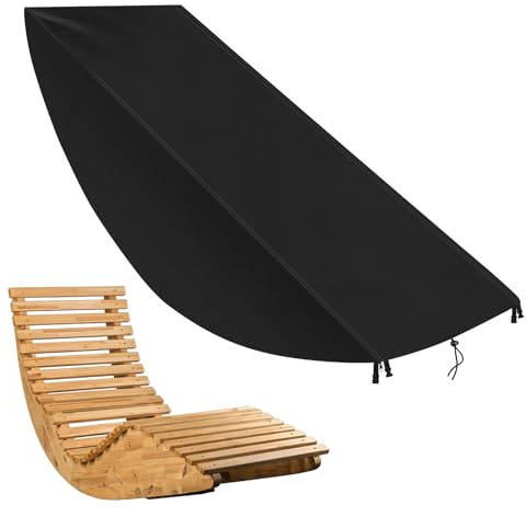 WingFly Housse de Chaise Longue de Jardin, Housse de Protection pour Salon de Jardin, transat, transat en Bois, Tissu Oxford 420D, imperméable, Coupe-Vent et résistant aux UV (155 x 65 x 95 cm)