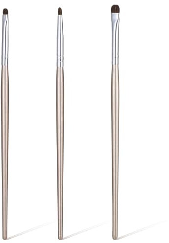 3 Pcs Flat Eyeliner Brush Eyeliner Smudge Brush for Eyeshadow Brushes Mini Eyeliners Brushes Fit Powder Gel Cream Liquid Concealer Blending Corner Highlighter Women Festival Gifts Light Gold