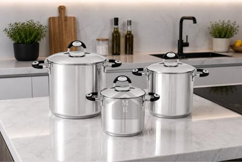 PENTOLA ALTA ACCIAIO INOX 18/10 TRIPLO FONDO INDUZIONE LINEA BIO (Pentola/cop. cm. 20)