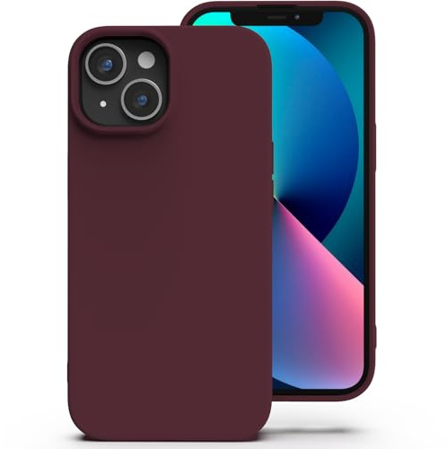 Zuvirelx Silikon Handyhülle für iPhone 13 Hülle, Weiches Griff, Dünne, Minimalistisch, Stoßfest, rutschfest, Taschenpassend - Burgunderrot