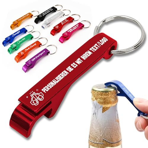 10-100 Stück Personalisierter Flaschenöffner Schlüsselanhänger Personalisiert Graviert mit Text Namen Logo Mini Flaschenöffner Geschenk für Geburtstage Partys (10)