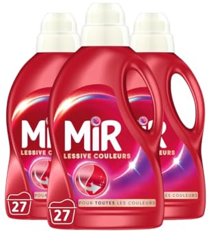 Mir - Lessive Liquide Couleurs Main & Machine Formule Unique 3en1-1.35L - Lot de 3