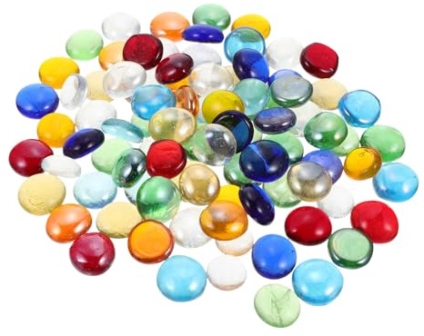 POPETPOP Perles Plates en Verre Transparentes 600 G Sachet Billes Décoratives Multicolores pour Vases Aquariums et Loisirs Créatifs Galets Lisses pour Décoration D’Abat-Jour et