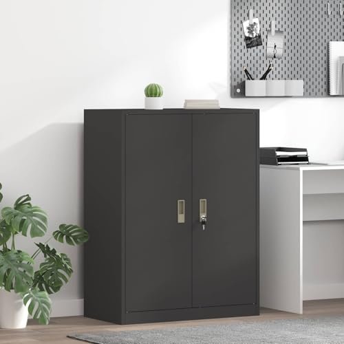 INLIFE Armoire de Rangement Noir 80 x 40 x 105 cm Acier Laminé à Froid