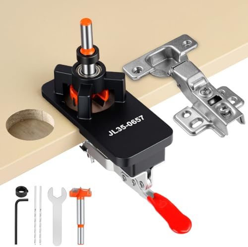 NUTKIT 35mm Scharnier Bohrschablone, Aluminiumlegierung Topfscharnier | Möbelbau, Topfband Bohrschablone Set, Verdeckte Scharnierlehre Jig für Topfscharniere Holzmöbel Schränken Lochöffner