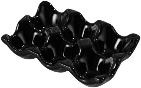 Vassoio Portauova in Ceramica Nero per Uova, Supporto Cucina | Contenitore per Conservazione e Esposizione, per Frigorifero e Tavola, Accessorio da Cucina e Pasqua