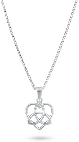 Heather Needham 925 Sterling Silver Celtic Heart Pendant Necklace, 15mm Knotwork Heart Charm, 16 inch Chain + 2 inch Extender, Gift Boxed 027