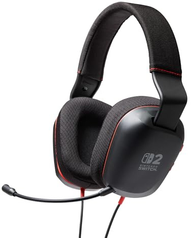 PowerA Wired Stereo Headset for Nintendo Switch 2 - Black, Officially Licensed, 50 mm Crivers, Detachable Boom Mic, On-Ear Controls, 3.5mm Jack, Compatible with Switch OLED, Switch, Switch Lite