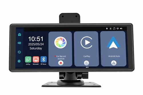 Belson B 5303R Sistema Multimedia 10” IPS con Compatible CarPlay & Android Auto, Proyección Inalámbrica, DVR 1080P/2K/4K, WiFi Video, FM, Bluetooth, AUX, USB C