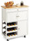 COSTWAY Carrello da Cucina, con Portabottiglie Tre Ante e Ruote, Credenza Cucina in Legno di Pino e MDF, Ideale per Soggiorno e Cucina, 67 x 37 x 86 cm (Bianco)