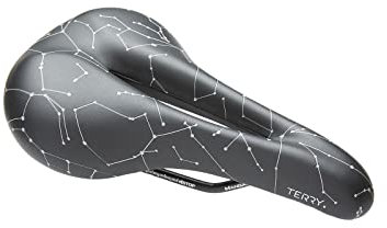 Terry Bike Saddle Womens Butterfly Galactic+ Plus, Comfortable Bicycle Seat for Women - Center Cutaway Reflective Cover Race Saddle - Black Night