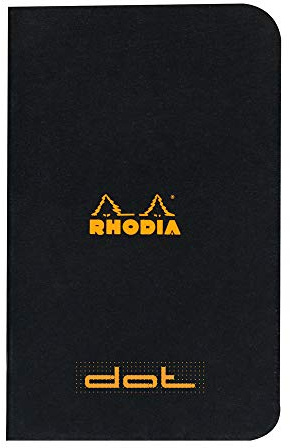 RHODIA 119155C - Carnet Piqué Black - 7,5 x 12 cm - Pointillés Dot - 48 pages - Papier Clairefontaine Blanc 80 g/m² - Couverture en Carte Enduite Souple, Résistante et Imperméable - Classic