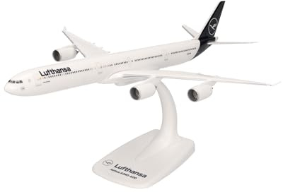 Herpa Modellflugzeug Airbus A340-600, Lübeck Passagierflugzeug, Wings, Modell Flugzeug mit Standfuß, Flieger, Modellbau, Miniaturmodelle, Sammlerstück, Kunststoff, Mehrfarbig, Snap Fit - Maßstab 1:250