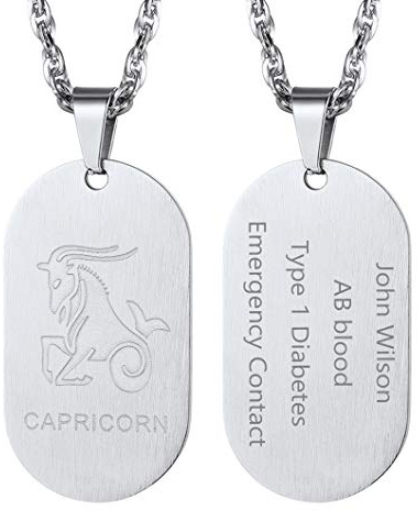 Richsteel Edelstahl Sternzeichen Anhänger mit Gravur Herren Damen Anhänger Dot Tag Sternbild Halskette mit Geschenkebox für Weihnachten Valentinstag