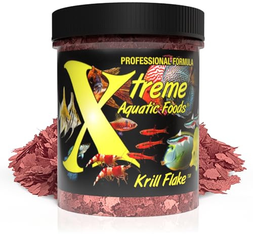 Xtreme Krill Flakes - Premium Max Protein Freshwater Fish Food with 100% Krill and Shrimp, & Vitamins for Optimal Immune and Digestive Health, Boosts Color & Energy – USA Farm Grown (1oz)
