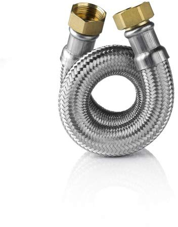 Tucai Flexschlauch Sanitär Bad/Küche 1 DN25 12 Bar 300-1.500mm Größe 1000 mm Silber HDPE Hochdruckschlauch für Heizung und Nutzwasser/Regenwasser, Inkl. Dichtungen, Einzelstück