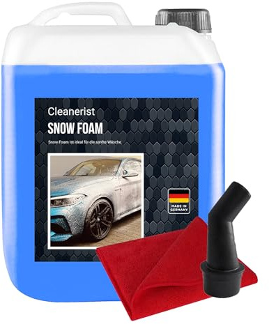 Cleanerist 10 Liter Snow Foam BLAU I Konzentrat | Autoshampoo auch für Wohnwagen & Caravan | Autowäsche I Foamer I Aktivschaum I inkl. Ausgießer & Microfasertuch