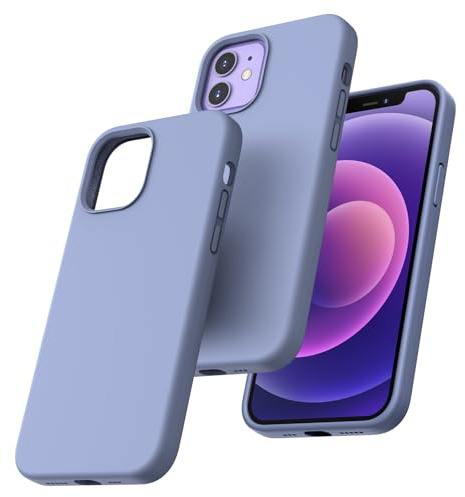 TOCOL Silicone for iPhone 12 Case 6.1-Inch, Liquid Silicone Multi-Color Slim Silky-Soft Touch Anti-Scratch Shockproof Protective Phone Cover, Lavender Gray