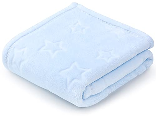 Pepi - Kuscheldecke 70x100 cm - Baby Blanket - Babydecke Flauschig - Baby Decke Neugeborenen - Fleecedecke Kinder für Jede Jahreszeit - Schmusedecke Baby mit Sterne - Blau