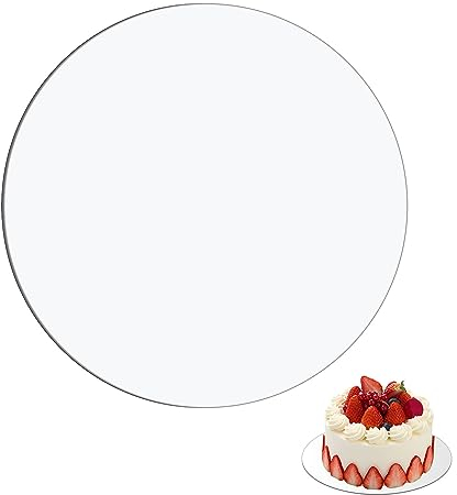 DRERIO 2 Stück 26 cm Acryl-kuchenplatte Rund Cake Board Kuchenplatte Acryl Transparente Acrylplatte Rund Groß Kunststoff-Dessertplatten Kuchenböden Tortenplatten für Hochzeit Geburtstagskuchen