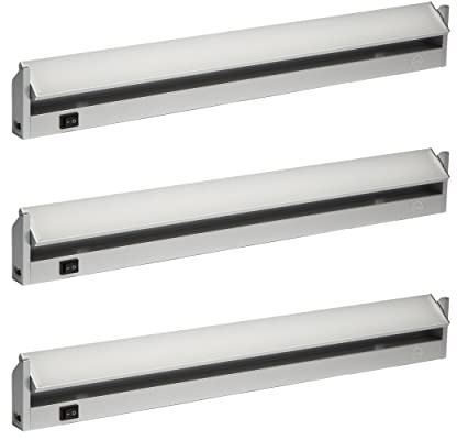 Oktaplex 3x Rota Aluminium Unterbauleuchte Küche 60cm schwenkbar | LED 4000K Neutralweiß 800lm mit Schalter 10W Küchenbeleuchtung 230V Unterschrankleuchte