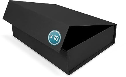 Verpackungswelt Geschenk-Box mit Deckel | 16 x 12 x 4 cm (10er Pack) | Geschenk-Karton mit Magnet-Verschluss | Perfekt für Geburtstag, Hochzeit, Weihnachten, Geburt | Geschenk-Verpackung Charcoal