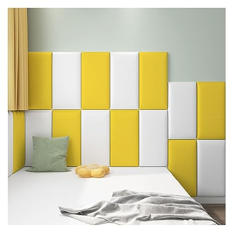 XLIHAWY 3D Anti-Collision Wall Padding, Living Room Peel and Stick Upholstered Wall Panels, Bedroom Decorative Soundproof Waterproof Headboard(White,11.8x23.6in/7pcs)