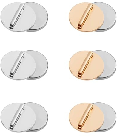 6 Stück Magnetischer Broschenkonverter | Magnetischer Brosche Pin Konverter Fast Unsichtbar und Harmlos Metall Pin Rückseiten für Dünne Stoffe (3 Gold und 3 Silber)