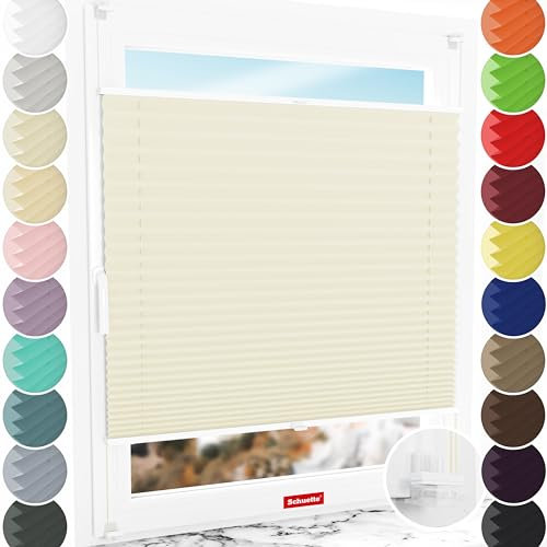 Schuette® Plissee ohne Bohren ● Thermo Kollektion: Sandstone (Beige) ● 40x120cm (Breite x Höhe) ● Suprafix Faltrollo Klemmfix 2.0 Rollo ● 60 Sekunden Plisseerollo Montage inkl. Video