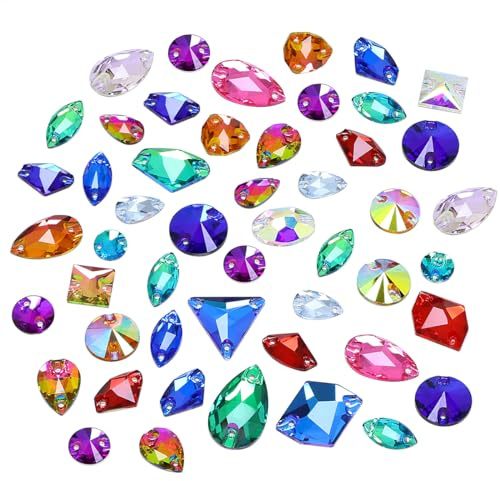 DONGZHOU Flatback sömnad på strass, mix form mix färg sy på kristaller med hål glas strass kristall ädelstenar sy stenar för kläder, gör-det-själv hantverk, skor, väskor