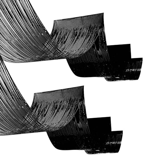 Beistle Black Metallic Fringe Ceiling Curtains – 2-Pack Extra-Long Shiny Tinsel Streamer Decorations with Tape for Halloween, New Year’s Eve, Birthday Parties, and Event Backdrops, 19½ x 16'