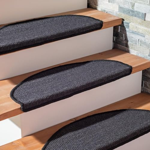 SAFAVIEH Stair Treads Collection Accent Rug - 1' x 2'2, Black, Casual Design, Ideal for High Traffic Areas in Hallway, Bathroom & Home Office (STT101Z-SET13)