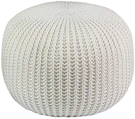 ArhaR Ottomane, Ottomane, Fußstütze, runder Pouf, Ottomane, Hocker aus geflochtener Baumwolle, gestrickt, Sitzsack, Bodenstuhl, handgefertigt, für Wohnzimmer, Bett und Zimmer (weiß, 50 x 50 x 30 cm)