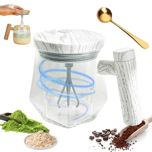 Electric Mixing Mug,Electric High Speed Mixing Cup,Self Stirring Mug,Waterproof Glass Self Stirring Travel Coffee Cup,Battery Powered Automatic Drink Stirrers for Home Office Travel (Upgraded model D)