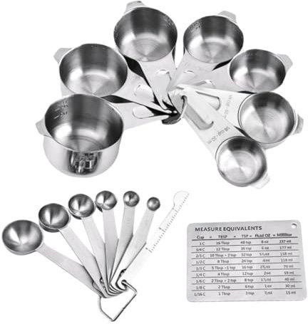 Alipis 15piezas Cucharas Medidoras Inoxidable Taza Medidora Cocina Cuchara Multiusos