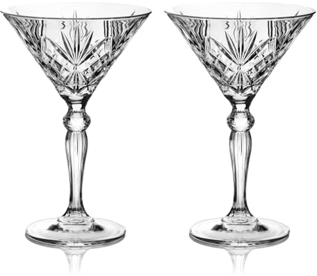 DIAMANTE Martini Cocktail Glasses Pair - 'Chatsworth' - Gift Box of 2