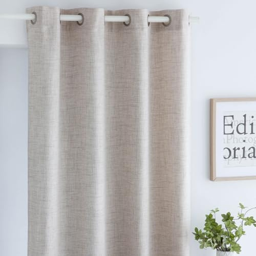 ANTILO TEXTIL Cortina confeccionada con ollaos Onda - 200x270 cm - Color Beig. Tejido Ligero decoración de Dormitorio o salón. 100% Poliéster