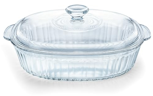 Luvan Pirofila in Vetro da 2,8L/3Qt con Coperchio e Manico, Pirofila in Vetro Trasparente Senza Piombo, Adatta per Forno e Microonde, Ideale per Marinare, Cuocere e Cucinare