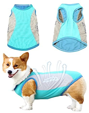 GWAWG Dog Cooling Vest Cool coat Jacket for Dogs Soft Comfortable with Reflective Strip for Summer,Blue,L