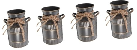 PRETYZOOM 4 Pièces Vase Bouteille De Lait Rétro Ancien Décoratif Rustique Petits Vases Petit à Fleurs s De Ferme pour La Décoration Intérieure Pichet Grand Point Le Fer